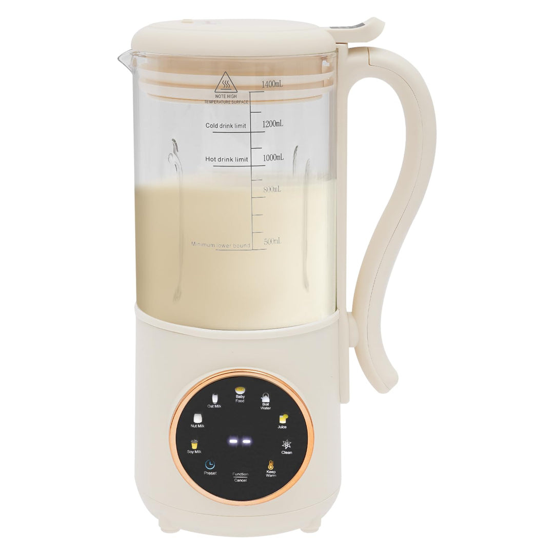 Sojamilch Maschine 1.4L, Pflanzenmilchbereiter für Hafermilch &amp; Nussmilch, 600W mit Timer, Reinigung