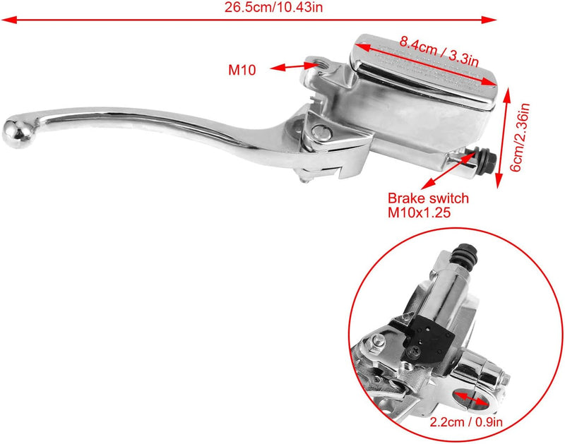 CHICIRIS Hydraulische Bremskupplung Hauptbremszylinder Pumpenhebel Links Rechts Vorne Bohrung Univer