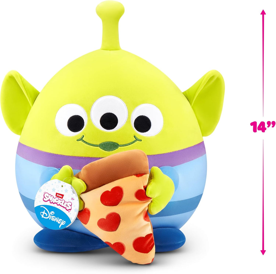 Snackles Disney 35 cm grosses Plüschspielzeug von ZURU, Plüschspielzeug mit Snack-Accessoire (Alien&