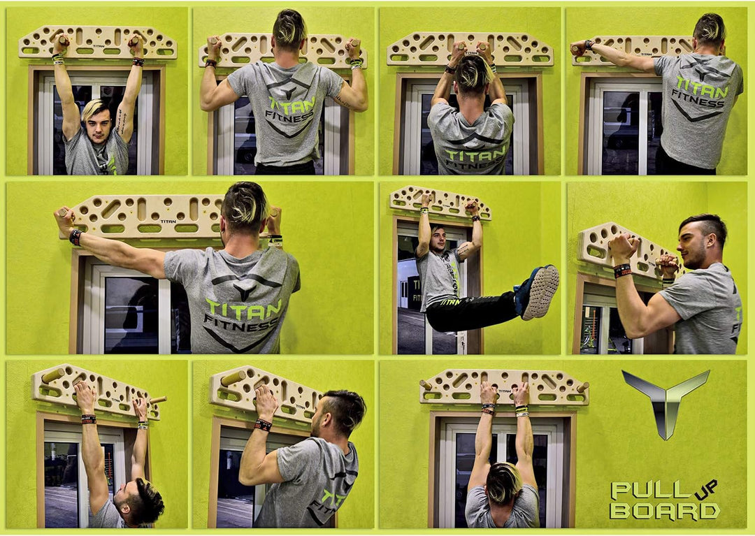 Klimmzugbrett, Wandmontage, für Zuhause, Fitness, Kletterbrett, Hangboard, Heimtraining, 2 Metallgri