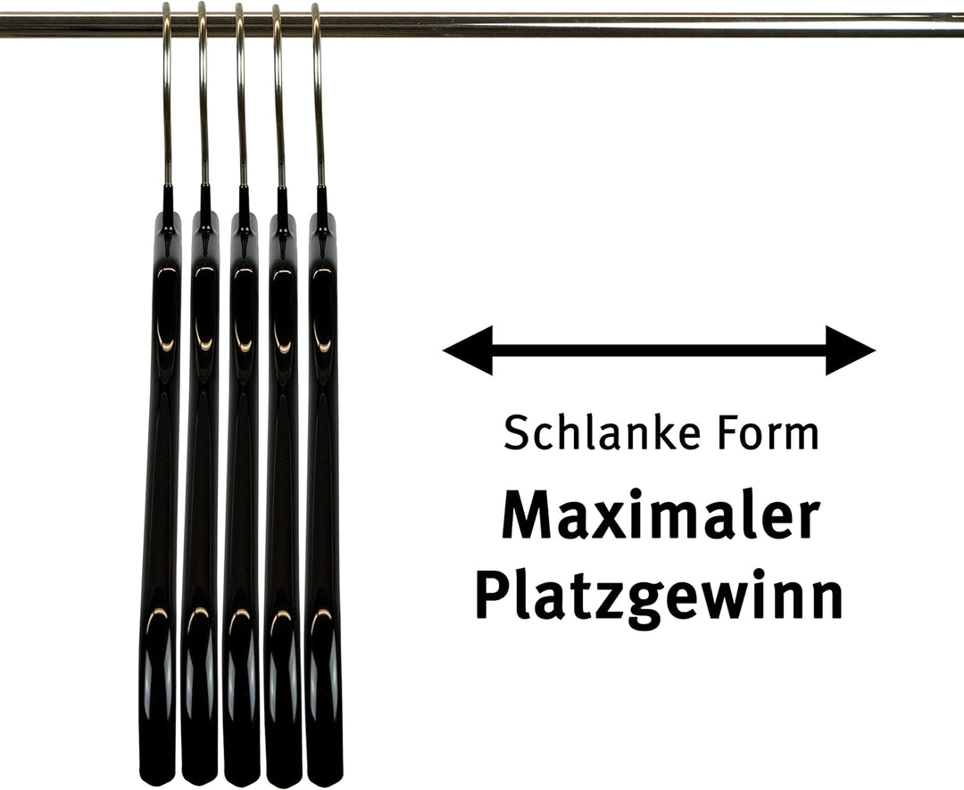 25 x Kleiderbügel aus Metall, Rutschfester Platzspar-Bügel, schwarz Gummi-beschichtet 25er Set, 25er