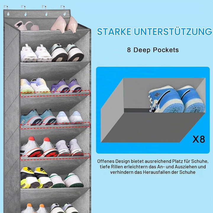 Schuhregal Tür, Schuhregal Hängend, Schuh Organizer Hängend, Schuhaufbewahrung Tür mit 8 Tiefen Tasc