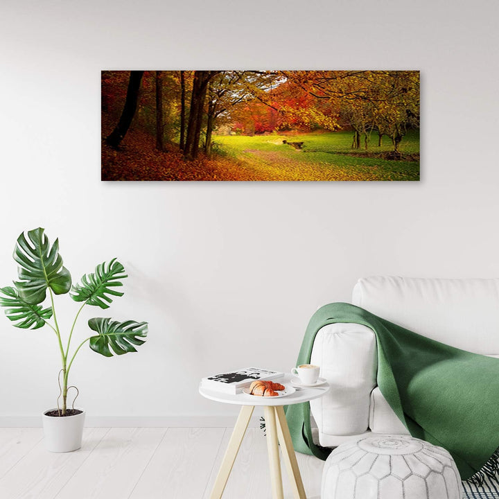 Wandbild Herbst Druckbild Leinwandbild Natur Orange 120x40 cm Leinwandbild 120x40 cm Orange_a, Leinw