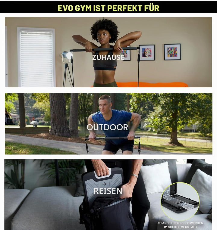 EVO Gym – Tragbares Krafttrainingsgerät für zu Hause, Fitnessstudio; All-in-One-Fitnessstudio; Wider