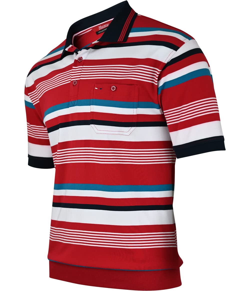 Soltice Polo Shirts Herren Kurzarm, Blousonshirts, Gestreifte Polohemden mit Brusttasche aus Baumwol