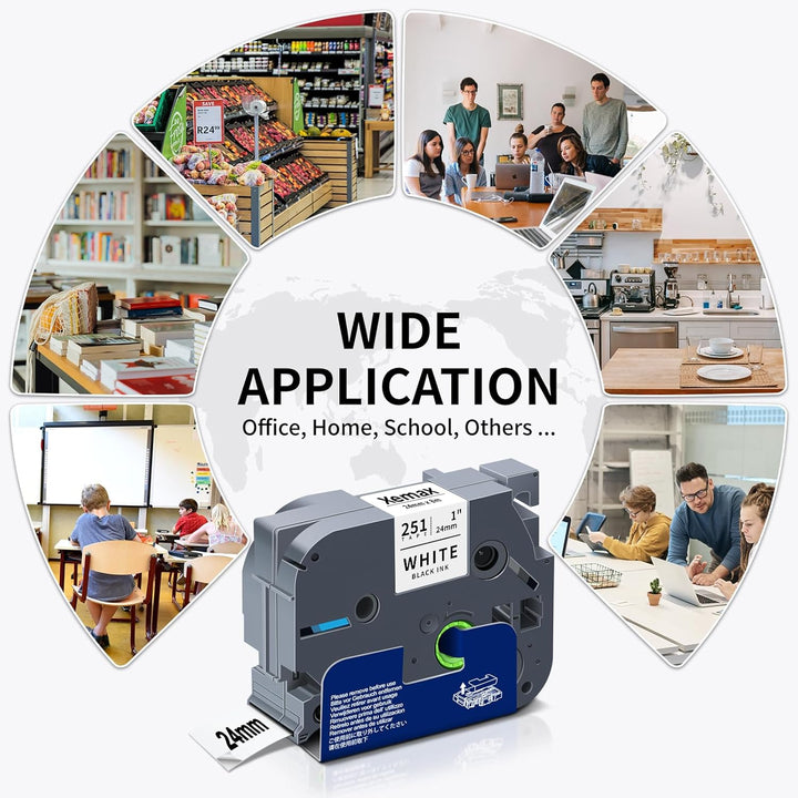 6x XemaX Kompatibel Schriftband für Brother P-touch Bänder TZe-251 TZe-151 TZe-451 TZe-551 TZe-651 T