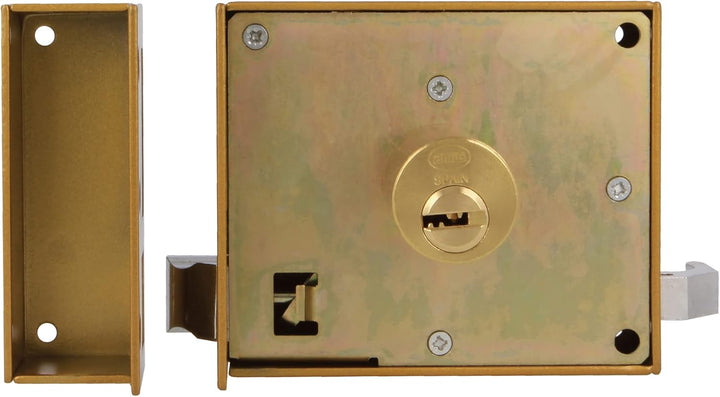 Amig - Aufschraubschloss DIN rechts mit Schliesshebel, Falle und Ziehgriff für Holztüren Mod. 72-100