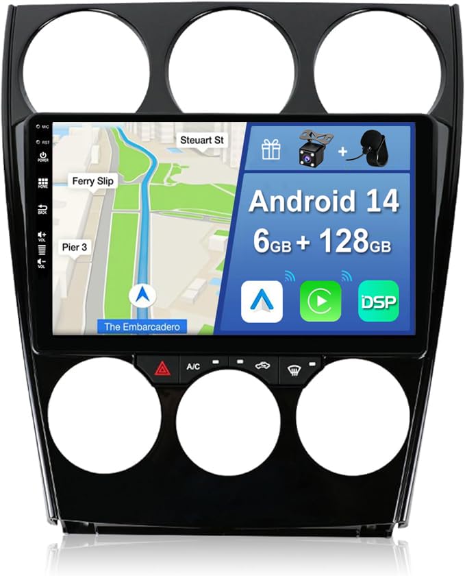 [6GB+128GB] Android 14 Autoradio für Mazda 6 Atenza(2002-2008)-[Integriertes CarPlay/Android Auto/DS
