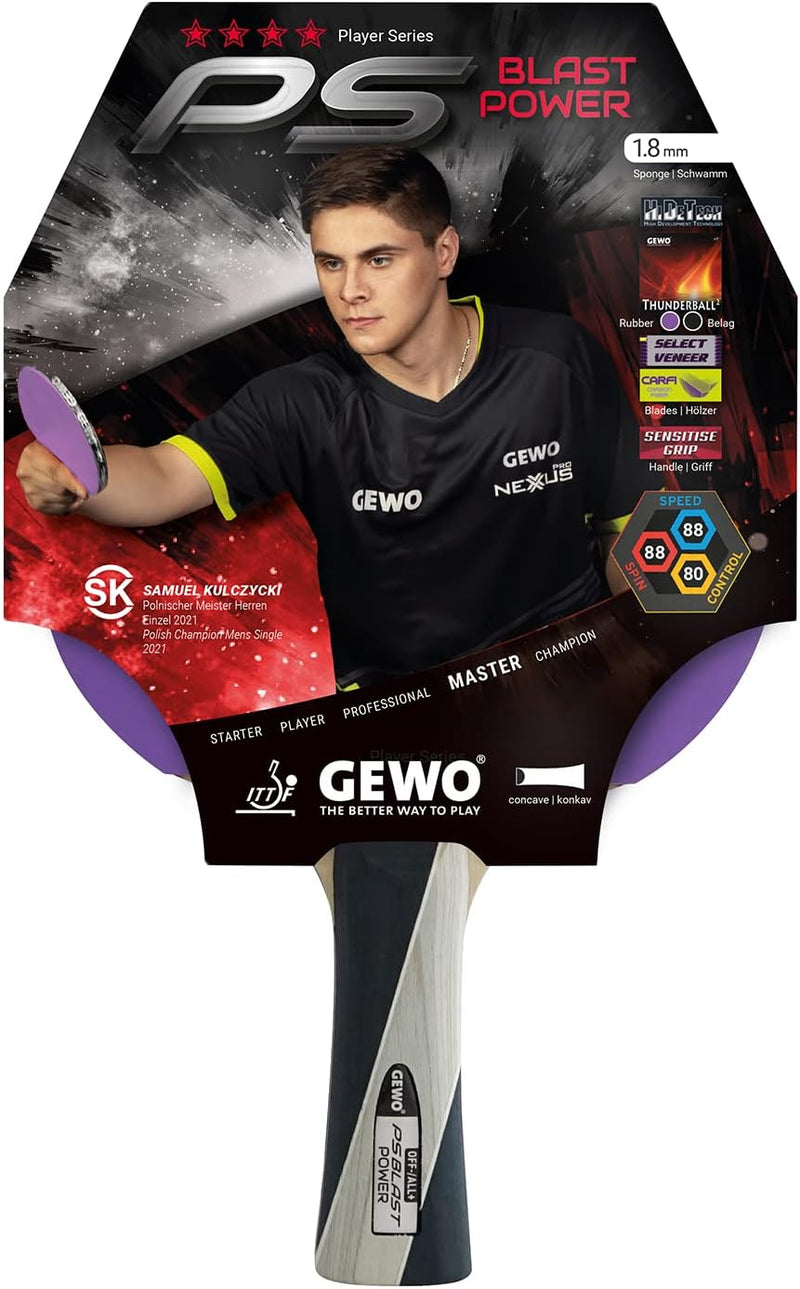 GEWO PS Blast Power Tischtennisschläger - ITTF genehmigter Profi-Tischtennisschläger, Allroundschläg