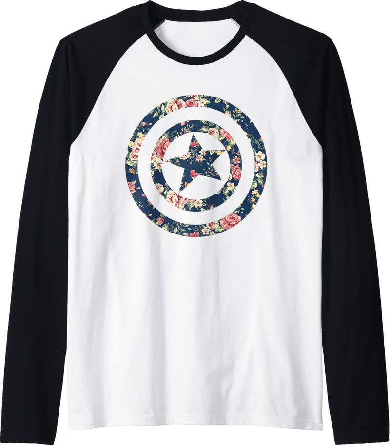 Marvel Comics Captain America Avenger Floral Shield Raglan