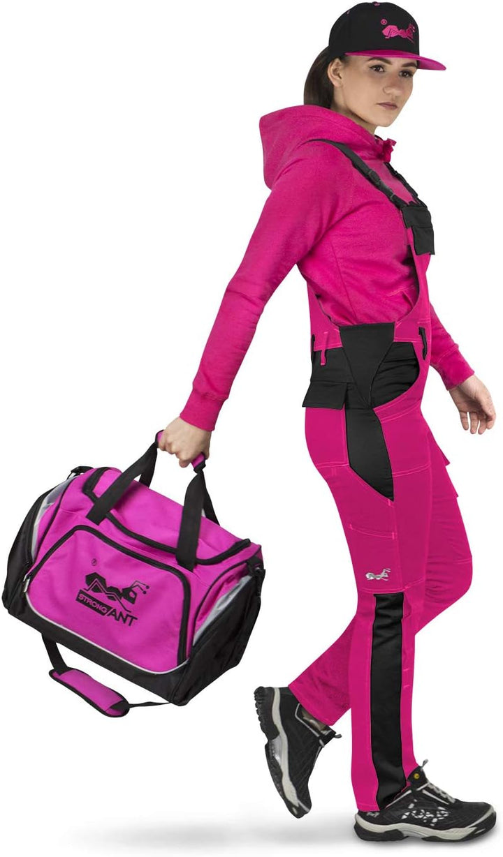 strongAnt Latzhose Damen Stretch Arbeitshose für Frauen mit Kniepolstertaschen Baumwolle Cargo Hose