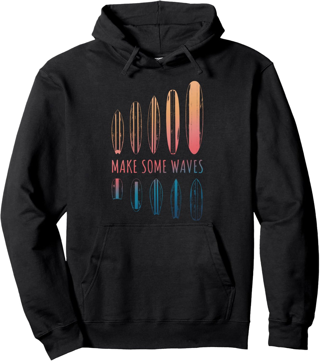 Make Some Waves Surfer Surfbrett Wave Surfing Boy Girl Surf Pullover Hoodie