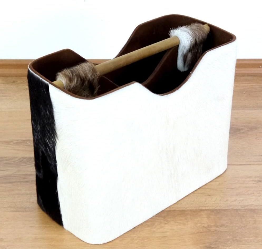 livasia Ziegenfell Zeitungskorb, Zeitschriftenablage, Zeitschriftenkorb, Korb für Utensilien (Ziegen