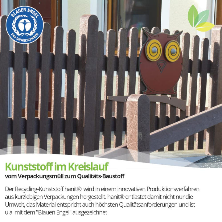 hanit® Zaunlatten; witterungsbeständige und pflegeleichte Zaunbretter mit Rundkopf, 120cm x 6cm x 2c