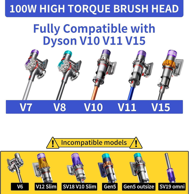 Torque Drive Bürste für Dyson V11 V15 V10 V8 V7 Bürste Anti-Tangle Einstellbare Saugkraft Elektrisch