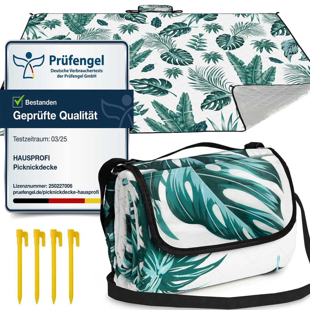 HAUSPROFI Picknickdecke 200x300, wasserdicht & isoliert - XXL Outdoor Decke für Picknick, Strand, Ca