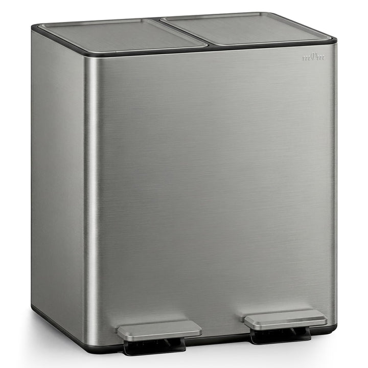 mVm Mülleimer Küche,30 Liter Treteimer,2 x 15 Liter Treteimer, 2 Fächer, Mülltrennsystem, Abfalleime