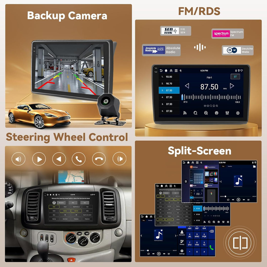 Hikity Android15 4+64G Autoradio für Renault Trafic/Opel Vivaro 2006–2010/Nissan Primastar 2006–2014