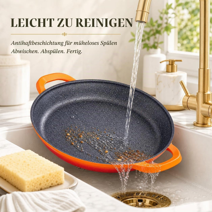 INTIGNIS Professionelle Paellapfanne | 40 cm grosse Bratpfanne | Aluminium | Antihaftbeschichteter M
