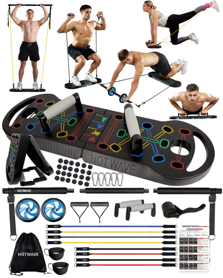 HOTWAVE Liegestützbrett Fitness, tragbare faltbare 20 in 1 Liegestützstange zu Hause Fitnessstudio,