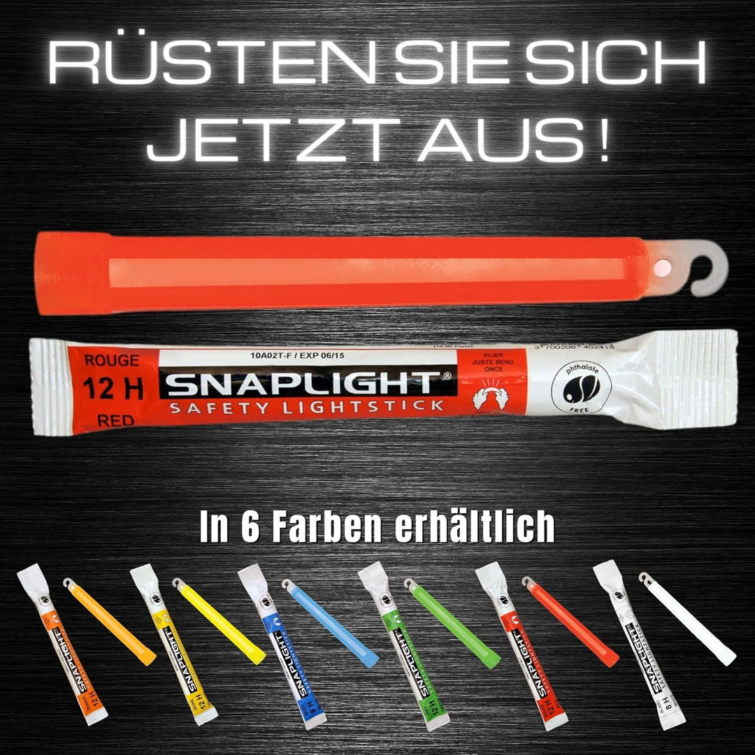 Cyalume SnapLight Knicklichter in Rot (10-er Pack) - 15 cm Glow Sticks mit Haken am Ende - ultra hel