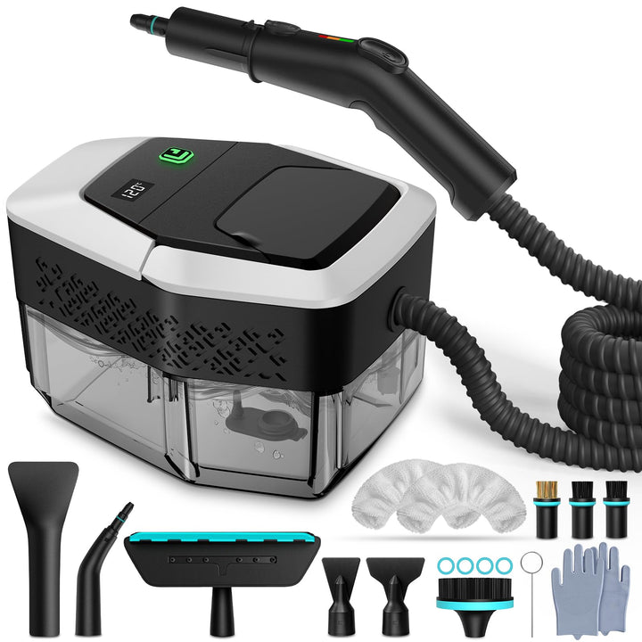 14 in 1 Dampfreiniger, 3 Stufig Einstellbarer Griff, Temperaturanzeige, 15 Sekunden Aufheizzeit, 1,8