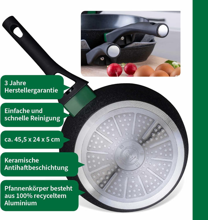 Chefkoch trifft Fackelmann Keramik-Pfanne Hamburg Ø 24 cm – Hochwertige Pfanne aus recyceltem Alumin