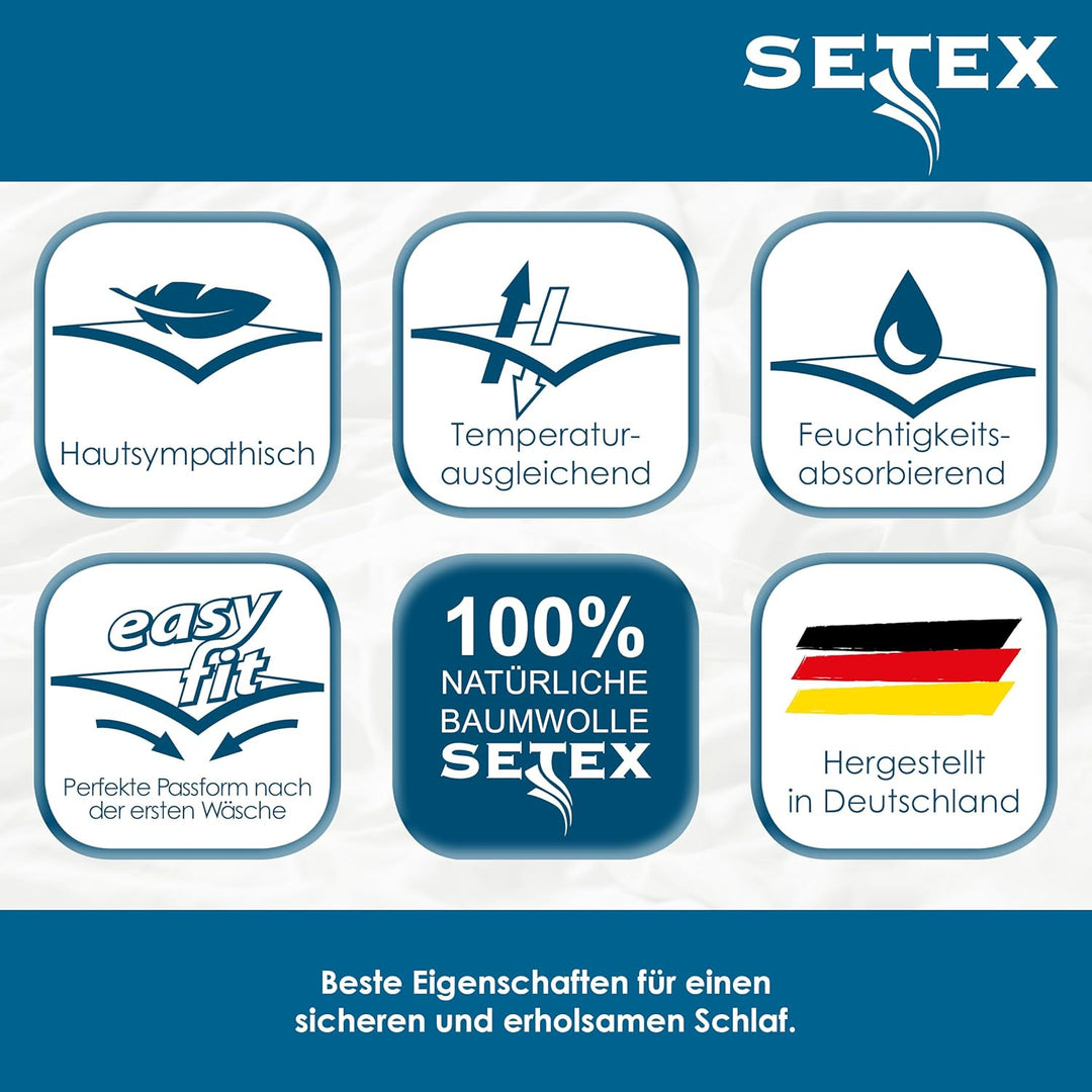 SETEX Molton Köper Matratzenschutz, 90 x 200 cm, Matratzenschoner aus 100 % Baumwolle, Basic, Weiss,