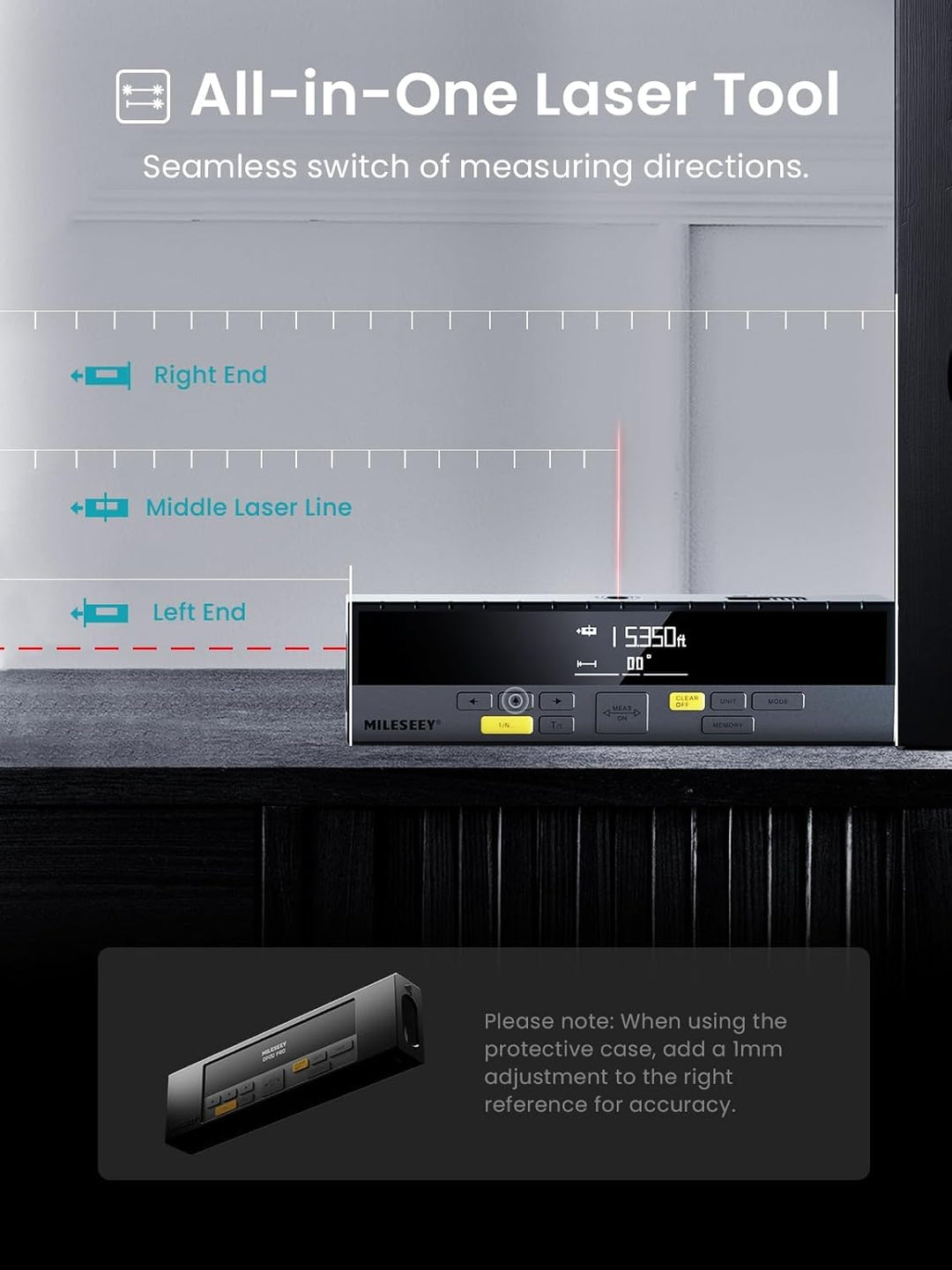 MiLESEEY DP20 Pro Laser Entfernungsmesser Bilateral, Laser Messgerät mit Mittleren Laser Referenz, W