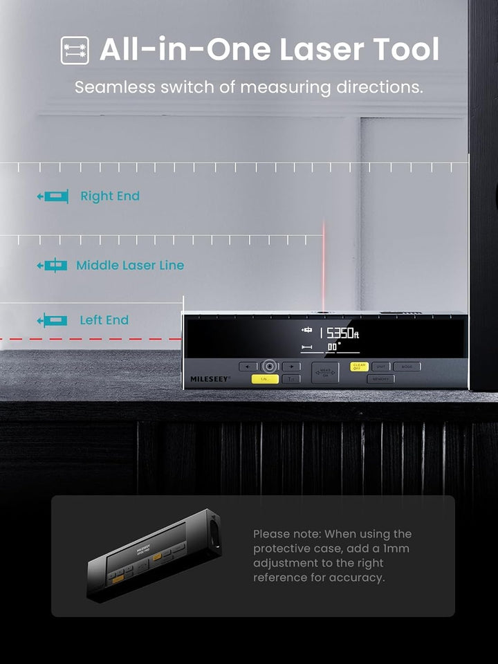 MiLESEEY DP20 Pro Laser Entfernungsmesser Bilateral, Laser Messgerät mit Mittleren Laser Referenz, W