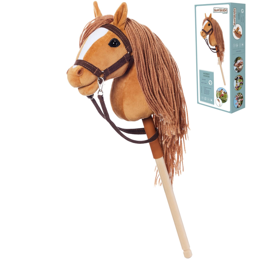 HOPPIHORSE Steckenpferd mit Trense - A4 - Hobby Horse mit Zügeln, Schultergurt, Schweif - hochwertig