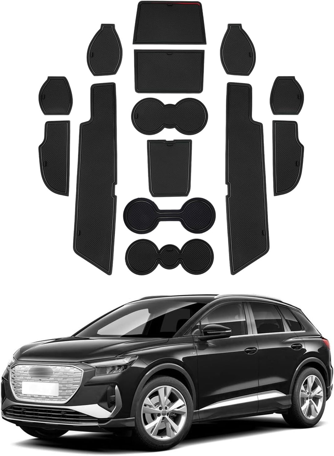 LFOTPP Kompatibel mit AUD-i Q4 Etron 2021 2022 2023 Anti-rutsch Gummimatten Set, Mittelkonsole Armle