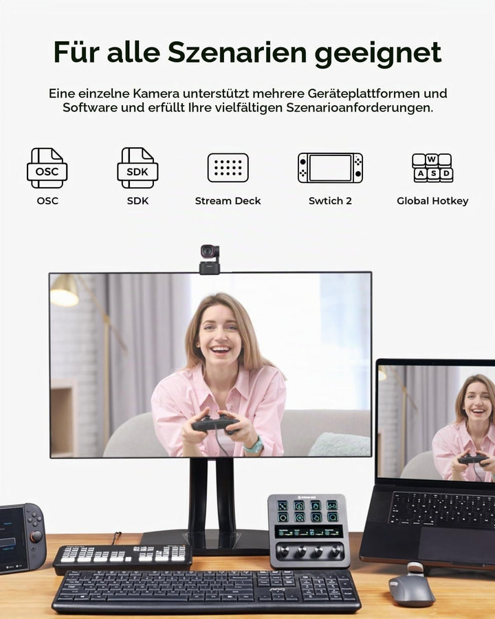 OBSBOT Tiny 3 Lite mit Stativ, 4K-Webcam Spatial Audio,Tri-Mikrofon-Array, PC-Kamera 120 fps HDR, mi