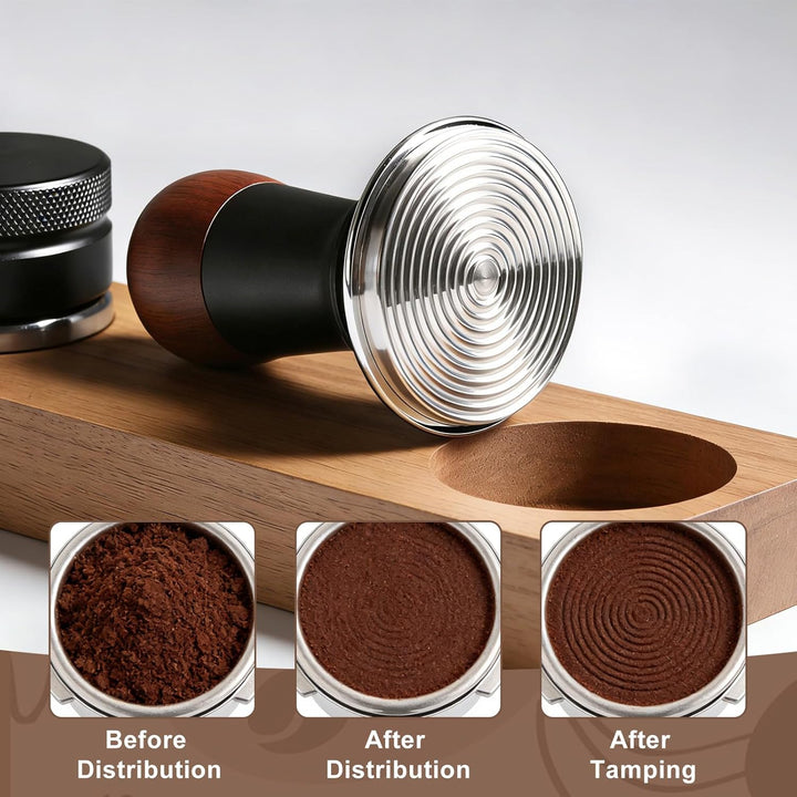 Tamper 53mm, kalibrierter federbelasteter Kaffeestampfer, Espresso Stempel aus 304 Edelstahl mit Mas
