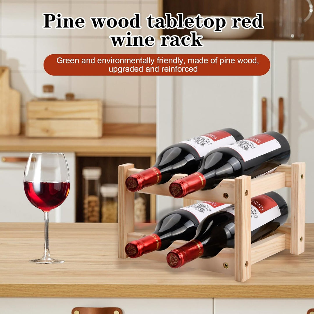 Holz Weinregal, 3 Etagen 6 Flaschen Wein Flaschenregal Aufbewahrungy Halter, Wein Flaschenhalter, We