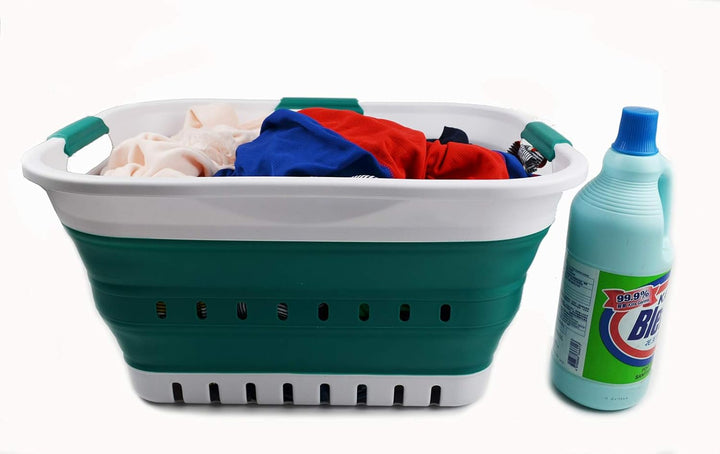 SAMMART 2er-Set - 30L zusammenklappbarer Kunststoff-Wäschekorb - Faltbarer Pop-Up-Aufbewahrungsbehäl