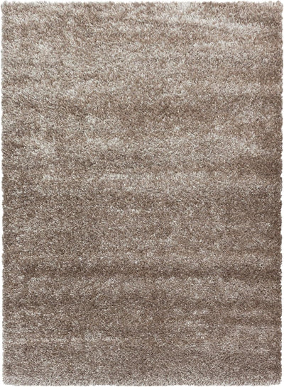 HomebyHome Shaggy Teppich Läufer Flur 80x150 cm - 50 mm Florhöhe Hochflor Wohnzimmerteppich Taupe Ex