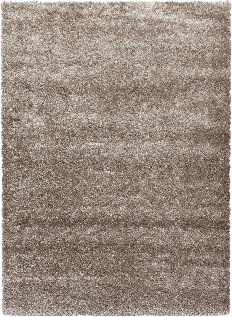 HomebyHome Shaggy Teppich Läufer Flur 60x110 cm - 50 mm Florhöhe Hochflor Wohnzimmerteppich Taupe Ex