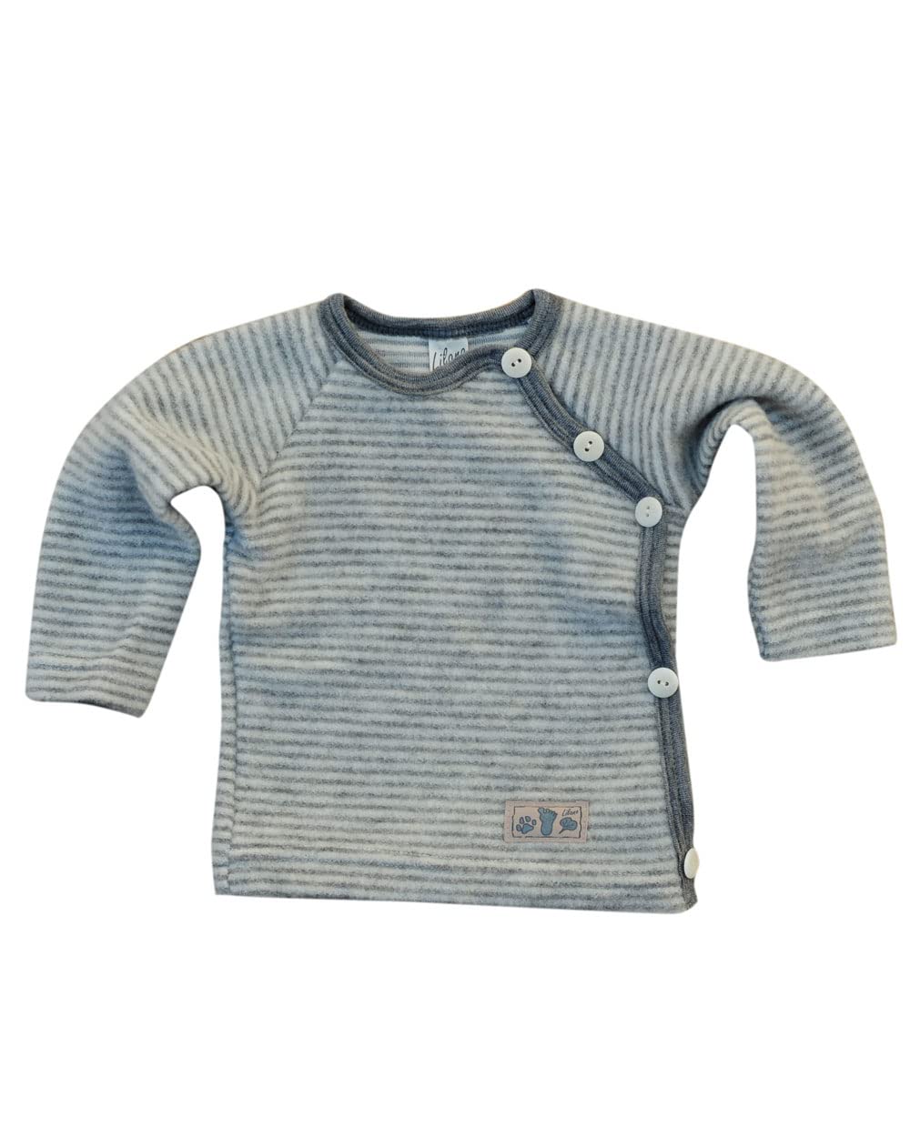 Lilano, Baby Wickel Pullover, 100% Wollfrottee Flausch (kbT) 56 Grau/Natur, 56 Grau/Natur