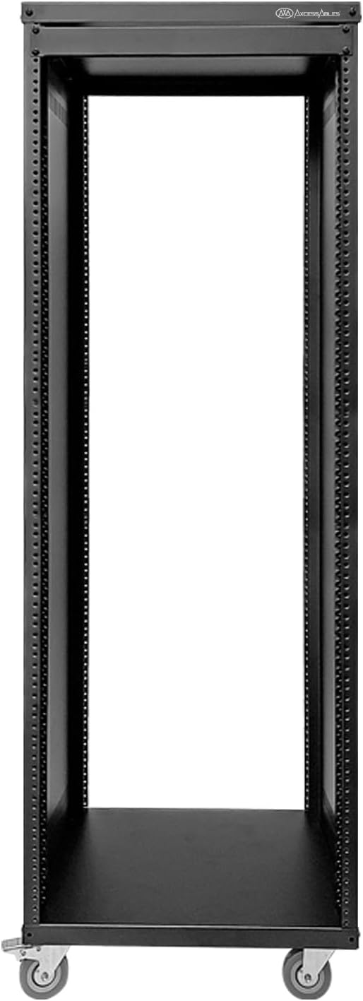 AxcessAbles 30U Rollender IT-Server-Rack, 250 kg, robuster offener Rahmen mit abnehmbaren Seitenteil