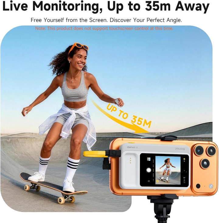 7RYMS Qshot V2 Kabelgebundener Selfie-Monitor für iPhone 17/16 & Android, Magnetischer Smartphone Mo