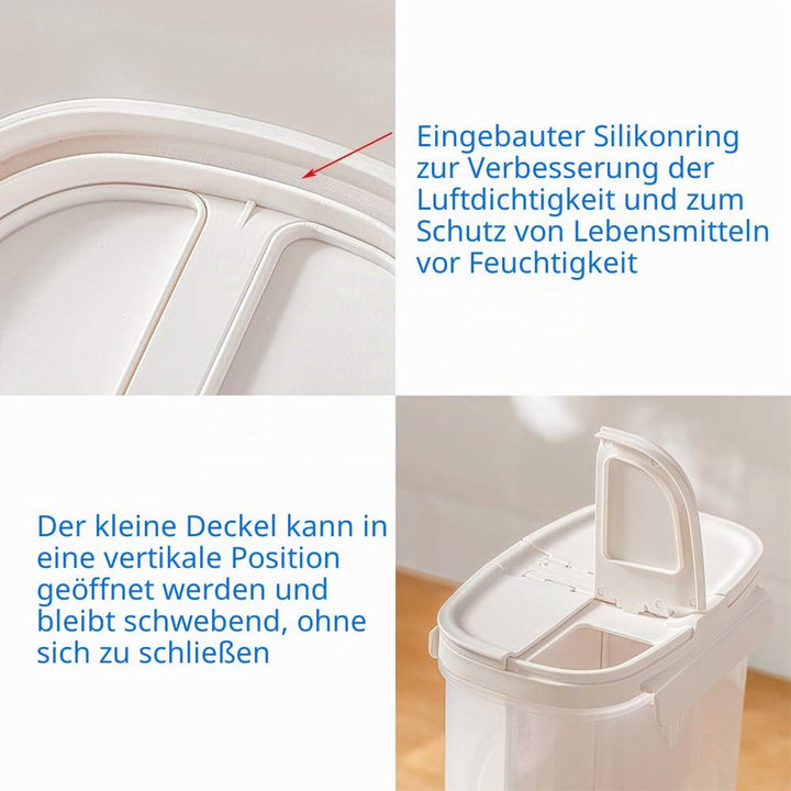 poeland Vorratsdosen mit integrierter Trennwand / 4 Fächer für Spaghetti, Nudeln, Müsli, weiss, Weis
