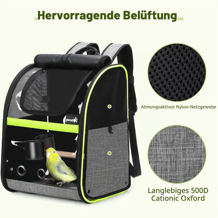 pecute Rucksack für Vögel mit Holzstab, Leichte Träger Vogel Transporttasche, Wasserdichte Papageien