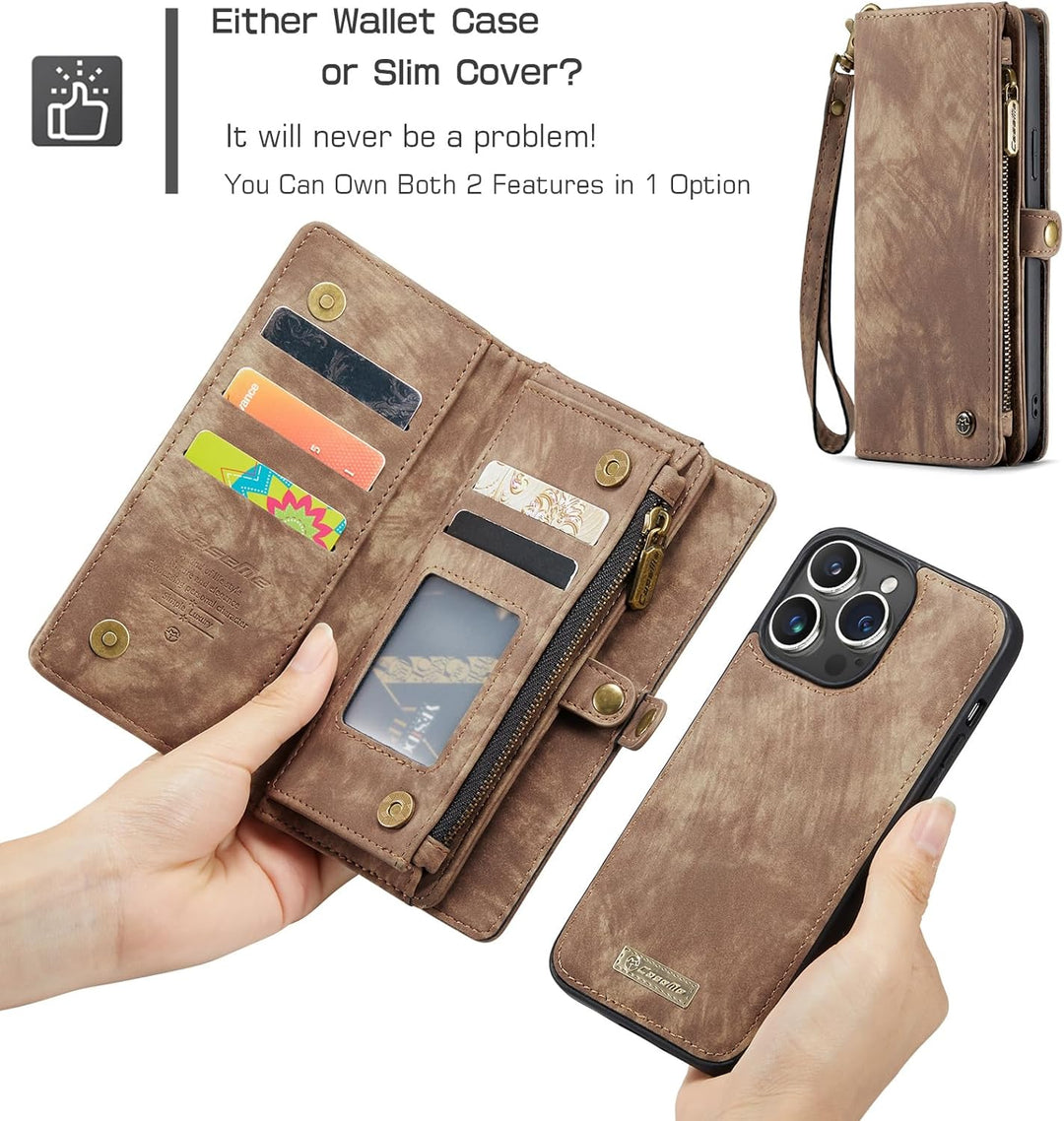 UFinetech für iPhone 15 Pro Max Hülle, Flip Leder TPU Stossfest Kartenfach Tasche Handyhülle für iPh