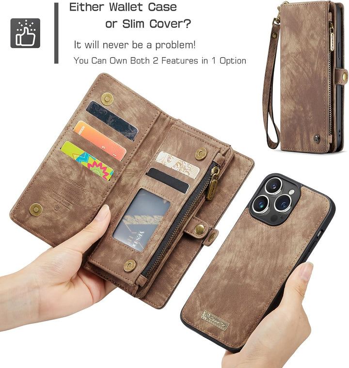 UFinetech für iPhone 15 Pro Max Hülle, Flip Leder TPU Stossfest Kartenfach Tasche Handyhülle für iPh