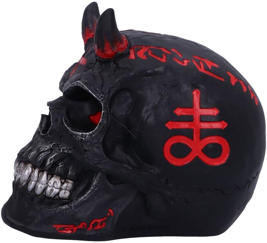 Nemesis Now James Ryman infernaler Totenkopf, Schwarz, 20 cm