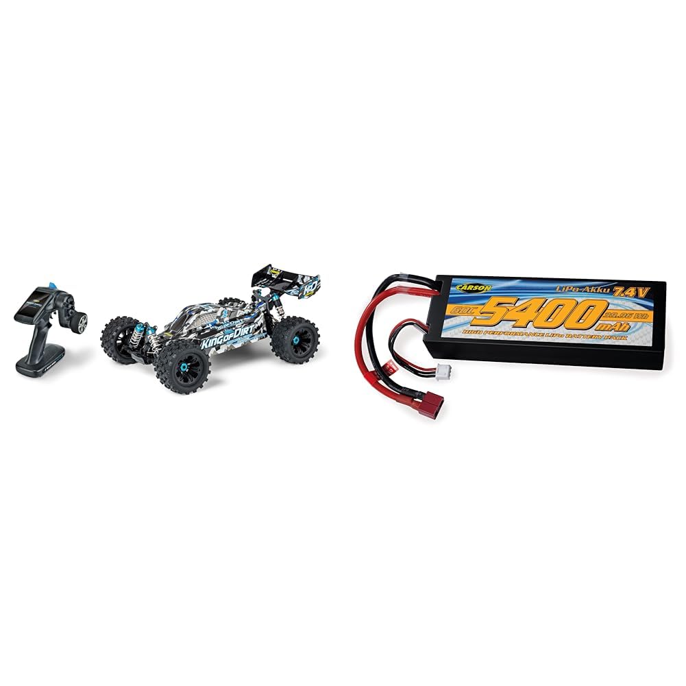 Carson 500409063 1:8 King of Dirt Buggy 4S RTR &amp; 500608234-7,4V/5400mAh 60C LiPO Race Akku T-Pl. HC