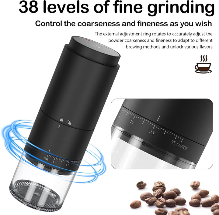 Kaffeemühle Elektrisch, Keramik Kegelmahlwerk Kaffeebohnenmühle Elektrisch mit Einstellbarer Grobhei