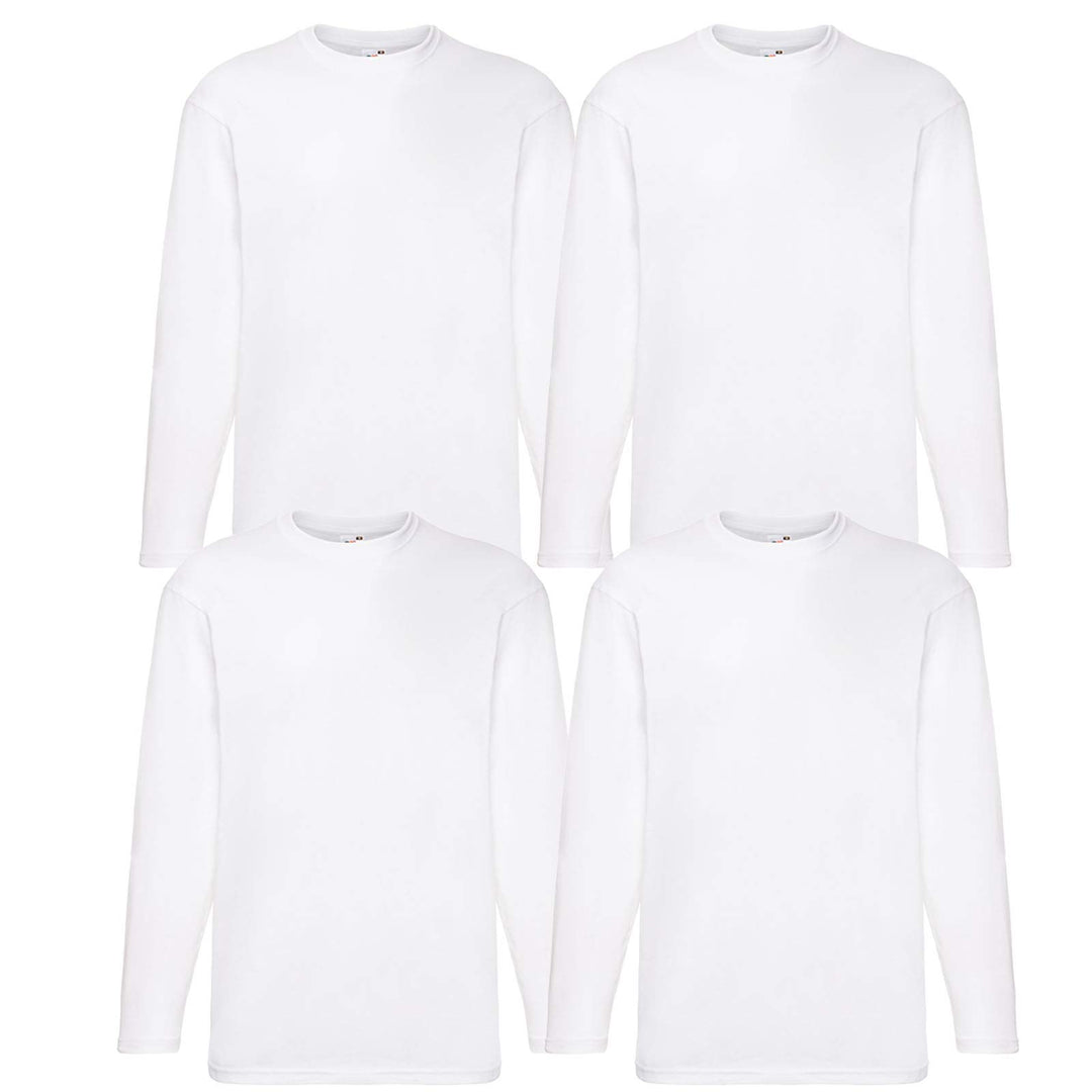 4 Fruit of The Loom Longsleeve Tshirt Langarm Verschiedene Farbsets M Weiss, M Weiss