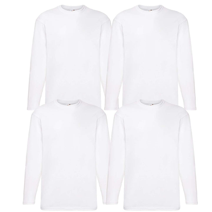 4 Fruit of The Loom Longsleeve Tshirt Langarm Verschiedene Farbsets M Weiss, M Weiss